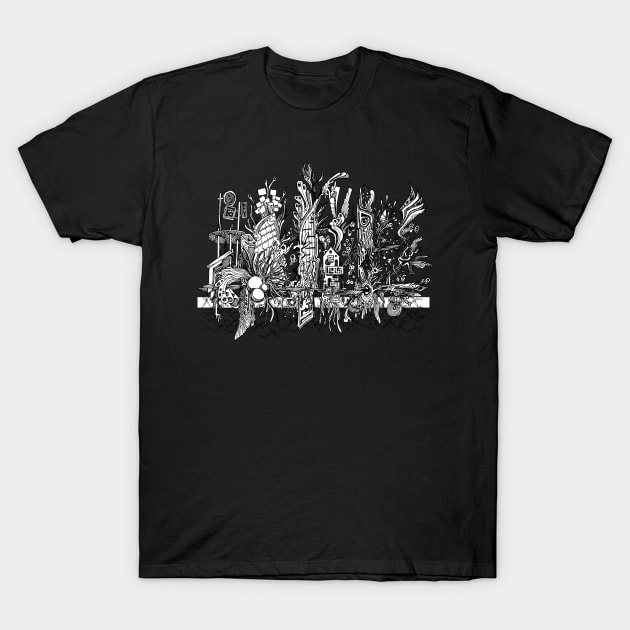 Abstract cityscape doodle art T-Shirt by TKDoodle